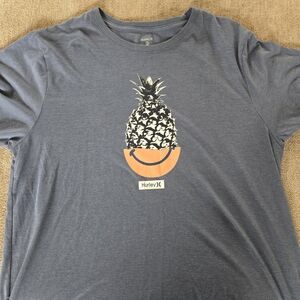 Hurley Blue Graphic T-Shirt with Pineapple Design